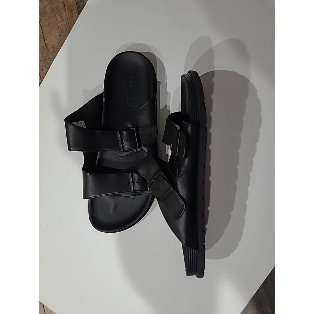Call It Spring Men's 12 Black Double Strap Sandals Faux Birkenstock Sandals NWD